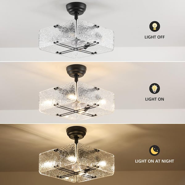 15.7 in. Indoor Black Ceiling Fan with Light Fandelier with Remote Chandelier Caged Ceiling Fan