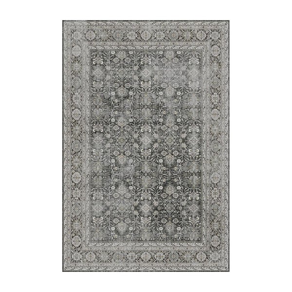 HaiiMeid Kingston Black 2 ft. x 3 ft. Distressed Herati All Over Design Area Rug