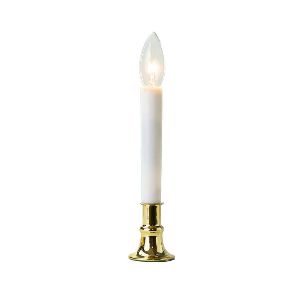 Brass Window Candle with Incandescent Bulb Steady Burning 4-Piece Set