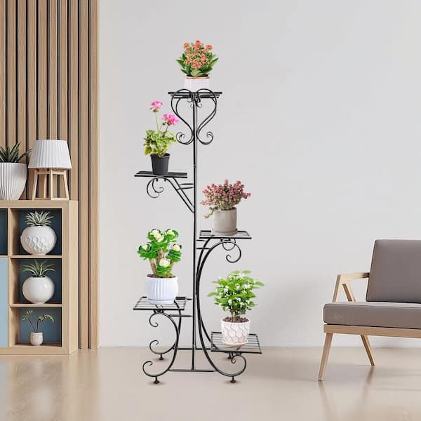 YIYIBYUS 41.73 in. Tall Metal European Style Plant Stand with 5