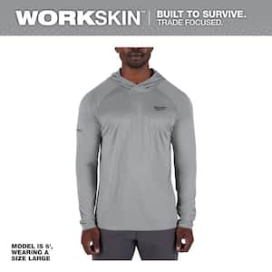 Men's WORKSKIN Gray Medium Hooded Sun Shirt