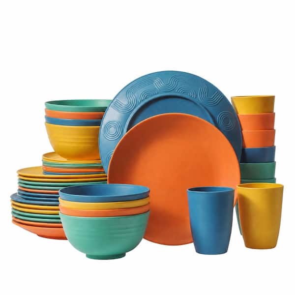 40-Piece Wheat Straw Dinnerware Set in Multi-Color Unbreakable Dishes Service for 8 Dinnerware Sets
