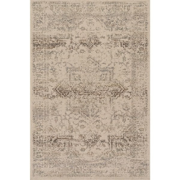 Vionara Traditional Medallion Area Sand 7 ft. x 9 ft. Indoor Area Rug