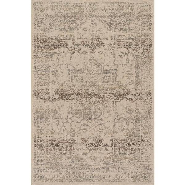 Vionara Traditional Medallion Area Sand 8 ft. x 10 ft. Indoor Area Rug