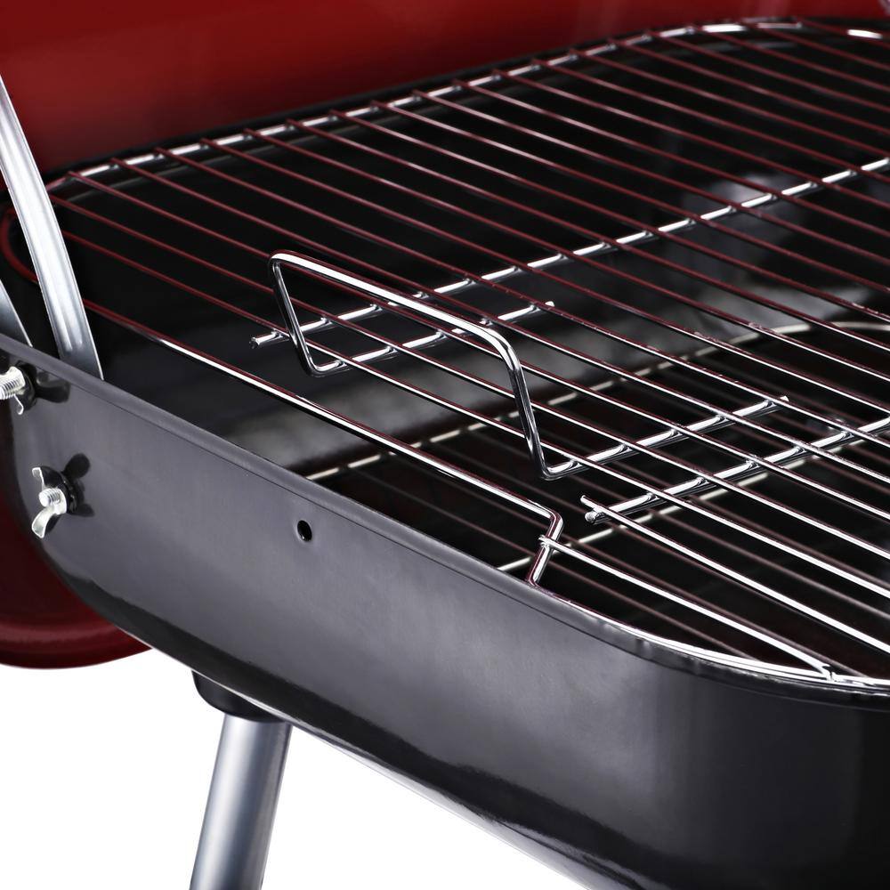 Outsunny Red and Black Portable Charcoal Grill with Shelf