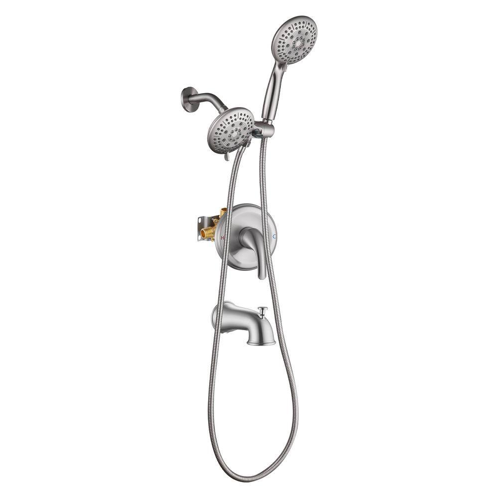Shower Head And Faucet Set Complete With 6 Inch High Pressure Rain Shower Head Brushed Nickel Shower Fixtures With Valve Trim Kit Regaderas Para BBaño Modernas, Bathtub & Shower Systems - Canada
