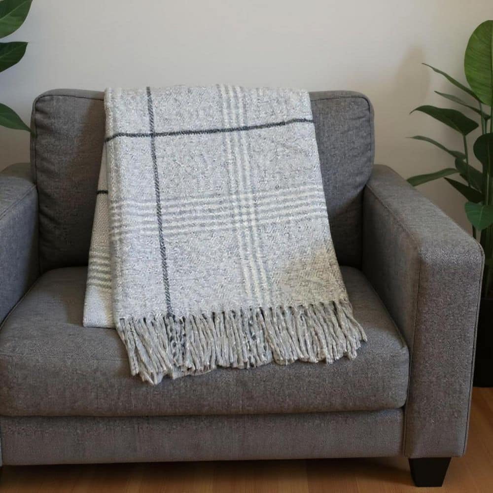 Light Gray, White Plaid Polyester, Cotton Throw Blanket price history on PriceWatchPro