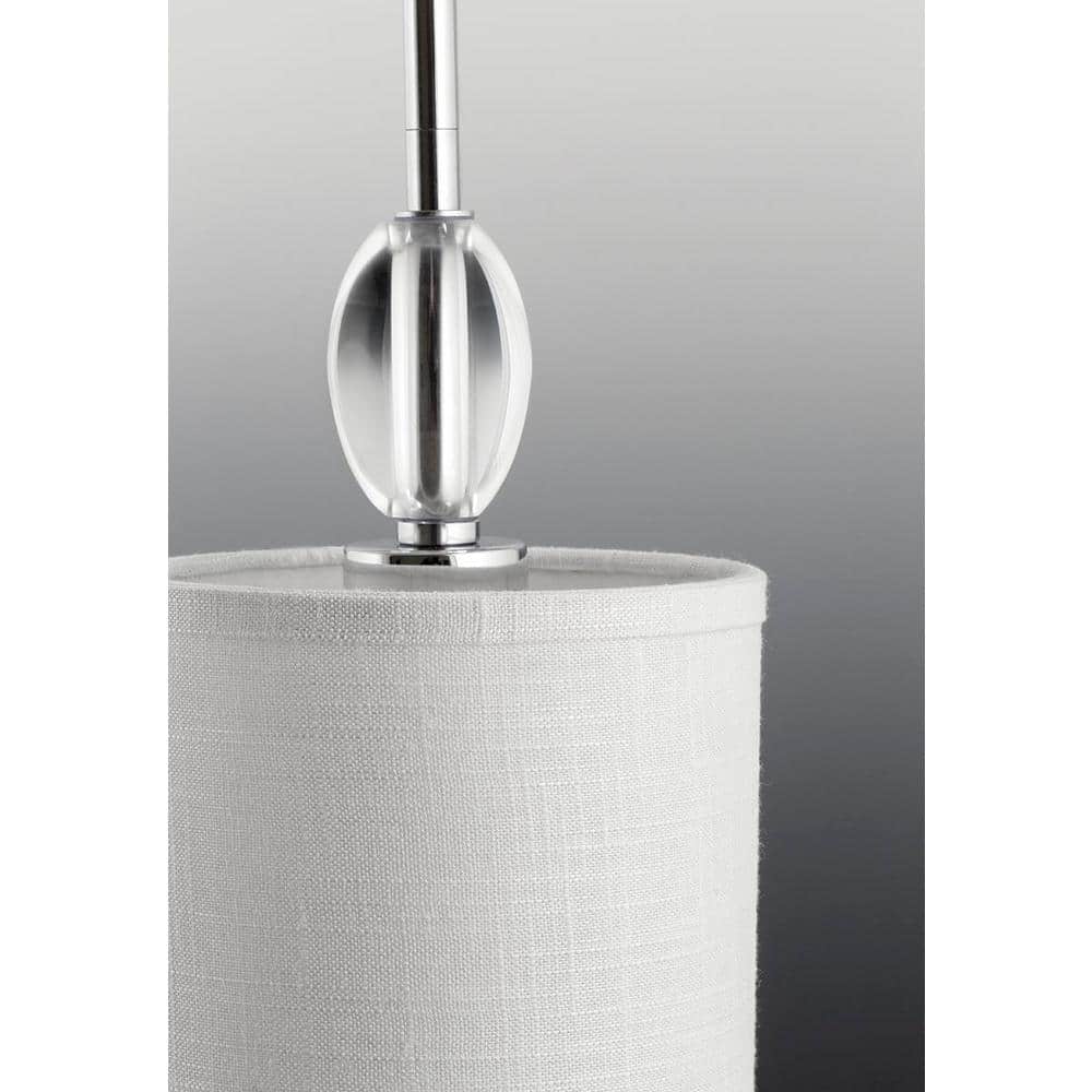 Chrome and Crystal 9-Light Chandelier with Off-White Shades