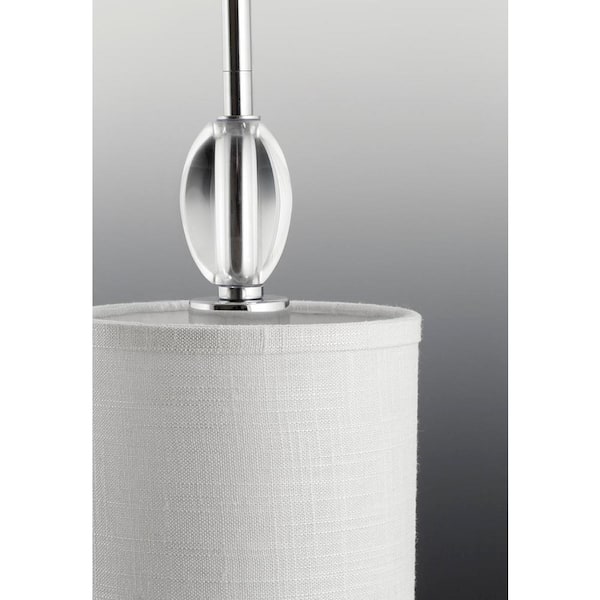 Progress Lighting Status Collection 5-Light Polished Chrome Off-White Textured Linen Shade Coastal Chandelier Light