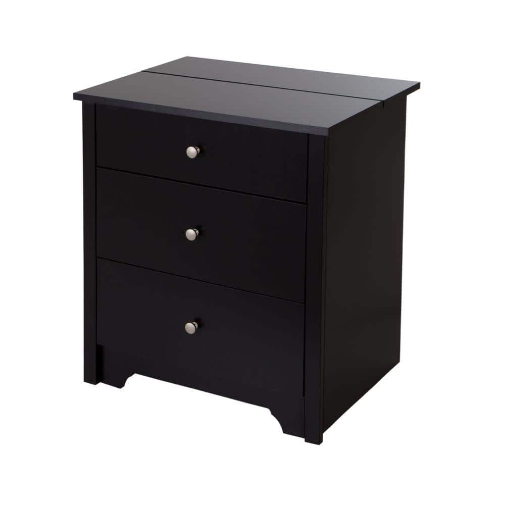 Black 2-Drawer Nightstand with Charging Station