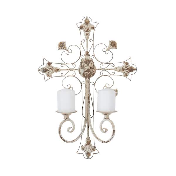 Litton Lane White Iron French Country Wall Sconce