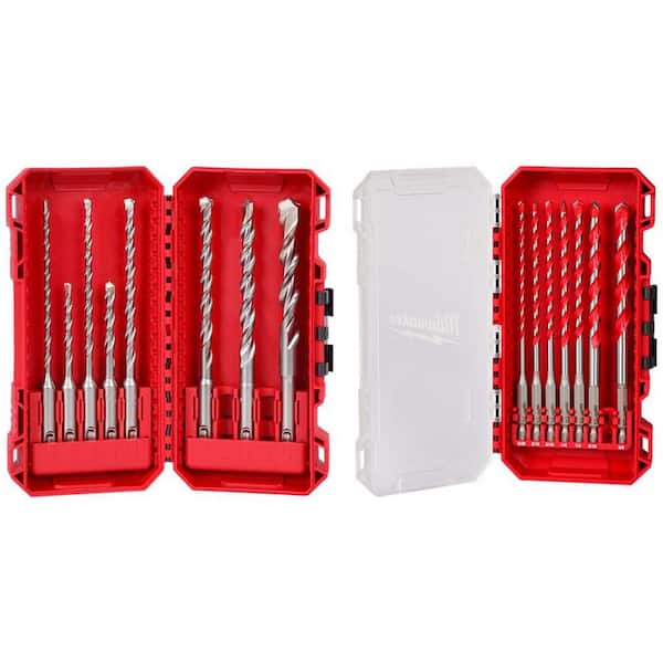 Milwaukee 2 Cutter SDS Plus Carbide Hammer Drill Bit Set w/SHOCKWAVE Carbide Hammer Drill Bit Kit (15-Piece)