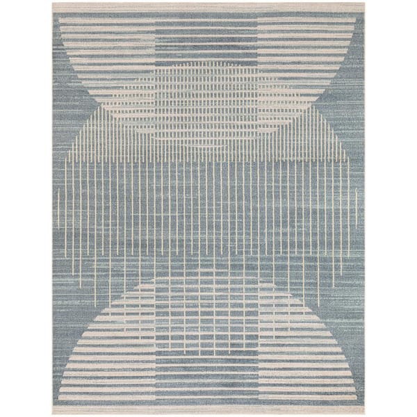 Nourison Astra Machine Washable Blue 5 ft. x 7 ft. Graphic Contemporary Area Rug