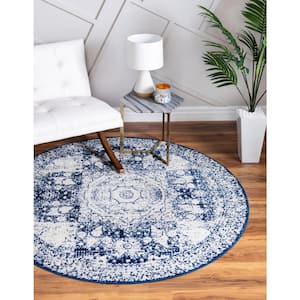 Bromley Wells Ivory and Blue 8' 0 x 8' 0 Area Rug