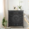 PHI VILLA 36.4 in. Floral Black Accent Storage Cabinet with 2-Door THD-IF-518J