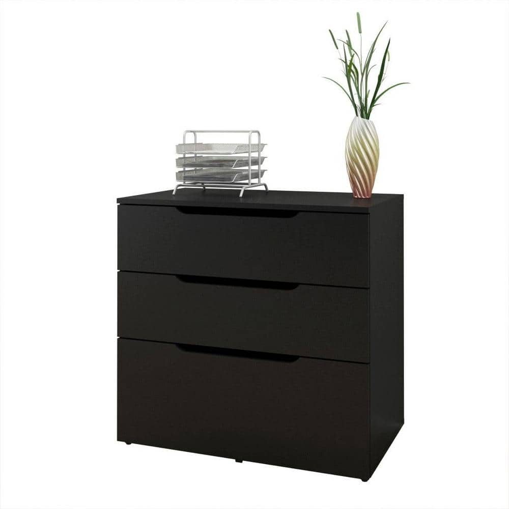 Sleek Black 3-Drawer Mobile Filing Cabinet for Legal Files