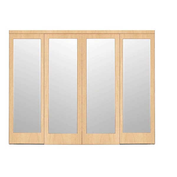 Impact Plus 120 in. x 80 in. Mir-Mel Stain Grade Maple Mirror Solid Core MDF Interior Closet Sliding Door with Matching Trim