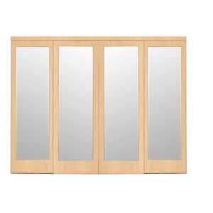 120 in. x 84 in. Mir-Mel Stain Grade Maple Mirror Solid Core MDF Interior Closet Sliding Door with Matching Trim