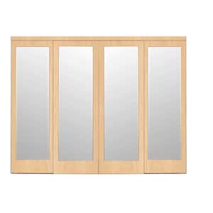 144 in. x 84 in. Mir-Mel Stain Grade Maple Mirror Solid Core MDF Interior Closet Sliding Door with Matching Trim