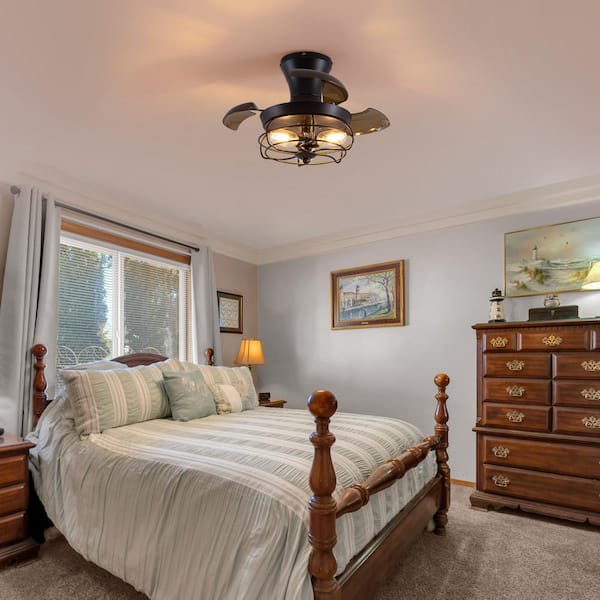 POWROL Ceiling Fans With Lights, Flush Mount Ceiling Fans With Lamps Reversible Farmhouse