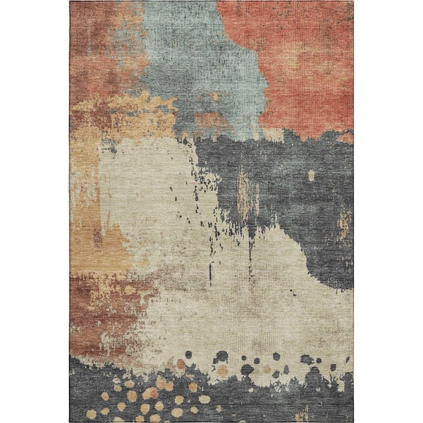 Mayfield Premium Machine Washable Abstract AMF1994 Paprika 10 ft. x 14 ft. Area Rug