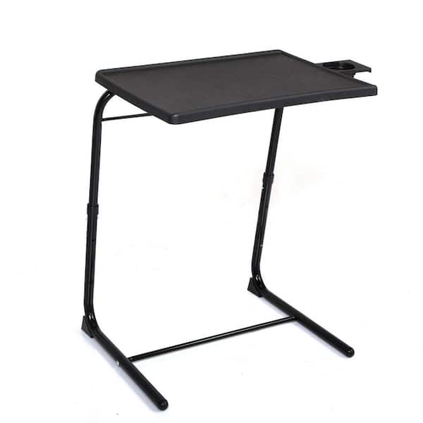 Adjustable TV Tray Table with Cup Holder; Folding TV Dinner Table with 6 Height and 3 Tilt Angle Adjustments
