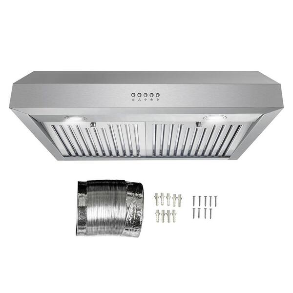 Cosmo 30 in. Haven Collection 380 CFM Ducted Under Cabinet Range Hood LED Lights Button Control Stainless Steel UC30 The Home Depot