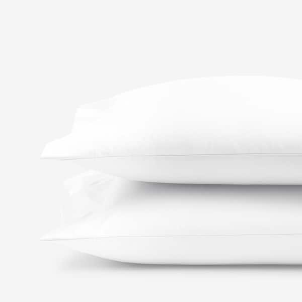 The Company Store Company Cotton White Solid 300-Thread Count Wrinkle-Free Sateen King Pillowcase (Set of 2)