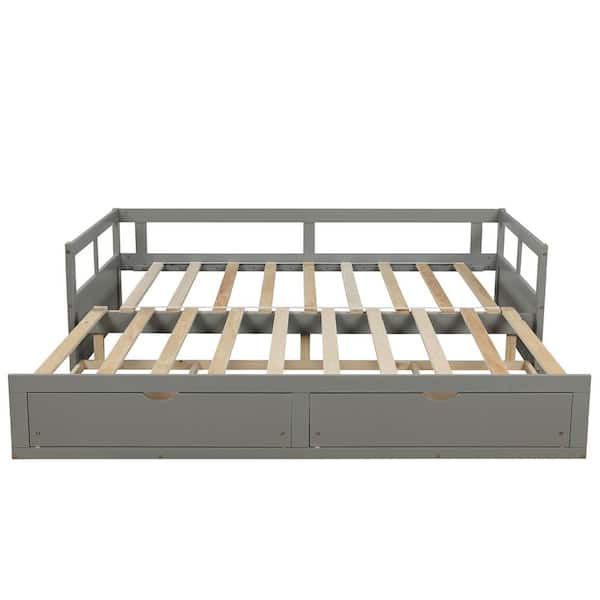 Qualler Gray Twin Size Extendable Daybed With 2-drawers Ble194973e 