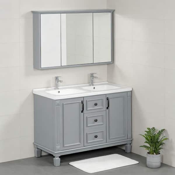 Ximuprmy Solid Wood 36 in. Bath Vanity Cabinet without Top in