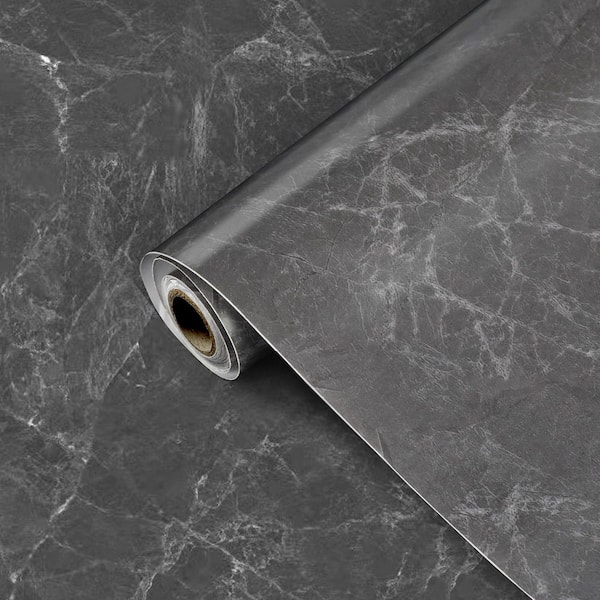ilemong Contact Paper for Countertop Waterproof Wallpaper Peel and Stick Wallpaper, Dark Grey (2-Roll, 15.7 in. x 118.11 in. )
