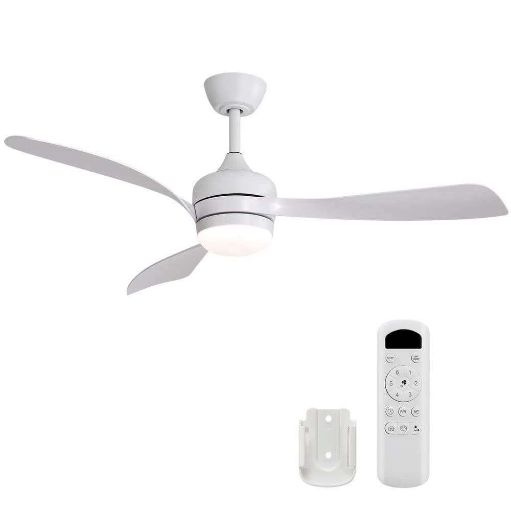 52.0 in. White Downrod Mount Standard Ceiling Fan with LED Dimmable and Remote Included price history on PriceWatchPro