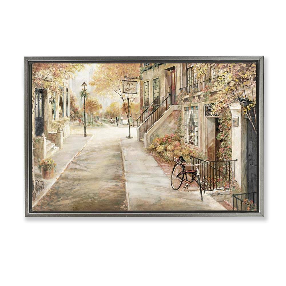 Bicycle on Town Street by Ruane Manning Gray Floater Frame Abstract Graphic Art Print 17 in. x 25 in. price history on PriceWatchPro