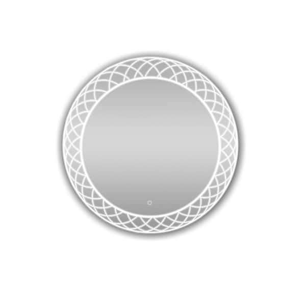 Aquadom Frost 24 in. Round LED Lighted Bathroom Mirror, Defogger