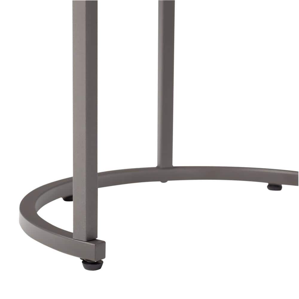 Camber Pewter Metal and Glass Round Nesting Table Set