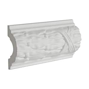 3 in. x 1-1/8 in. x 6 in. Long Laurel Leaves and Crossed Ribbons Polyurethane Panel Moulding Sample