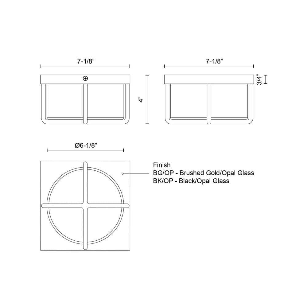Black and Opal Glass LED Flush Mount Light