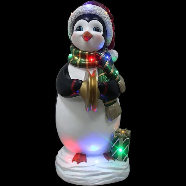 Fraser Hill Farm 3 ft. Christmas Penguin Playing the Cymbal with Long-Lasting LED Lights