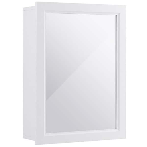 FORCLOVER 20 in. W x 26 in. H White Wood Surface Mount Medicine Cabinet with Mirror