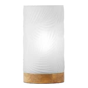 Atticus 11 .5 in. White Accent Table Lamp with Textured Glass
