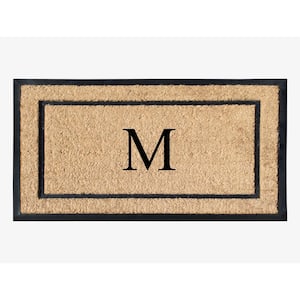 A1HC Border Beige 24 in. x 39 in. Rubber and Coir Heavy-Duty Outdoor Entrance Durable Monogrammed M Door Mat