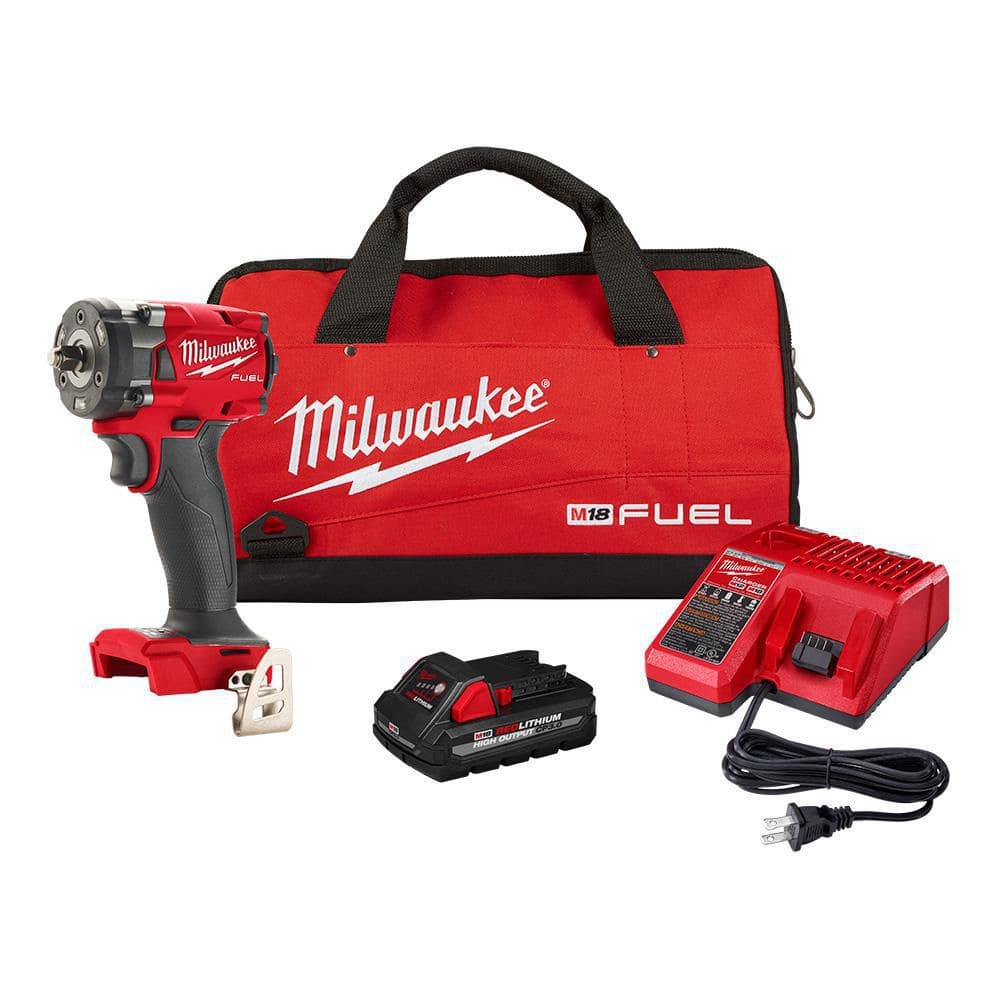 Milwaukee M18 FUEL 18-Volt Lithium-Ion Brushless Cordless 3/8 in. Compact  Impact Wrench w/Friction Ring High Output Kit 2854-21HO - The Home Depot