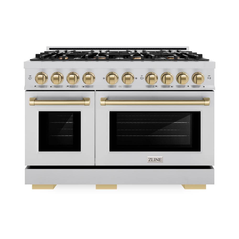 Select 48 in. 8-Burner Gas Range with Double Oven in Stainless Steel and Champagne Bronze price history on PriceWatchPro