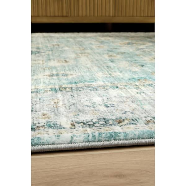 Ladstoney 8 ft. x 10 ft. Beige/Light Blue Botanical Area Rug
