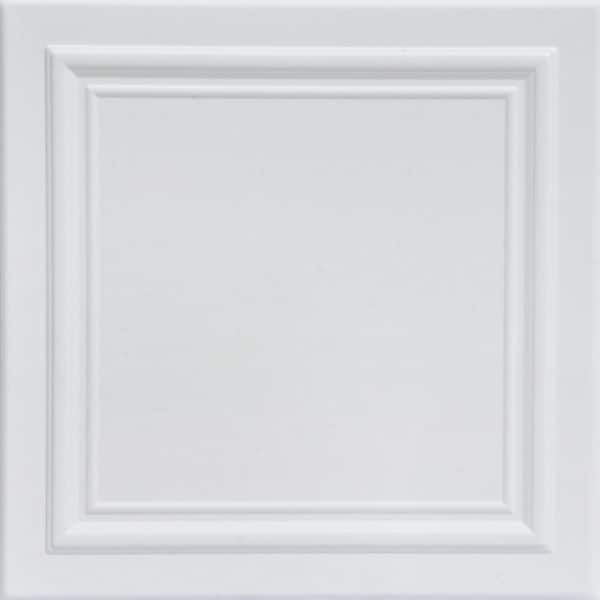 A La Maison Ceilings Line Art Ultra Pure White 1.6 ft. x 1.6 ft. Decorative Foam Glue Up Ceiling Tile (259.2 sq. ft./case)