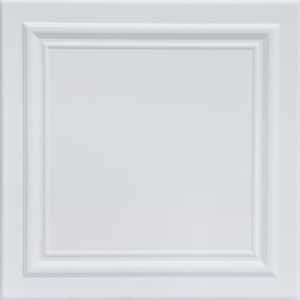 Line Art Ultra Pure White - Satin (Behr) 1.6 ft. x 1.6 ft. Decorative Foam Glue Up Ceiling Tile (21.6 sq. ft./Case)