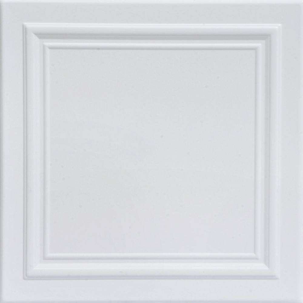 Line Art Ultra Pure White 1.6 ft. x 1.6 ft. Decorative Foam Glue Up Ceiling