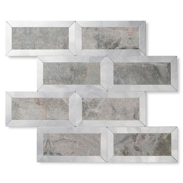 Yipscazo Bluestone Short Grain Brushed Copper 10.24 in. x 10.24 in. Metal Peel and Stick Tile (3.65 sq. ft./pack)