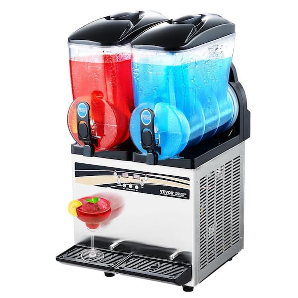 1055 oz. Commercial Slushy Machine 15L x 2 Tanks Frozen Drink Machine Snow Cone Machine Margarita Machine 1000W