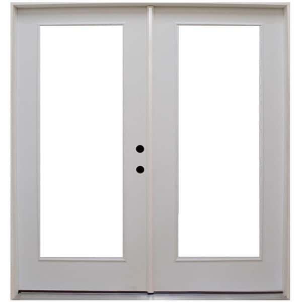 Steves & Sons Element 72 in. x 80in. Primed Left Hand Inswing Steel Full Lite Clear Tempered Glass Prehung Double Patio Door